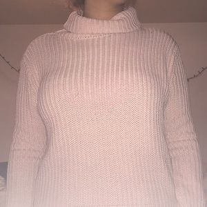 Turtleneck Long Sleeve Pink Knit Sweater